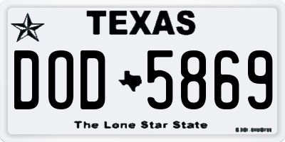 TX license plate DOD5869