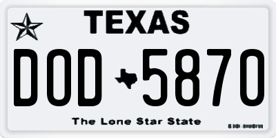 TX license plate DOD5870