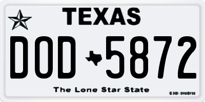 TX license plate DOD5872