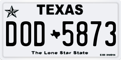 TX license plate DOD5873