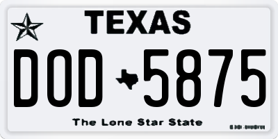 TX license plate DOD5875