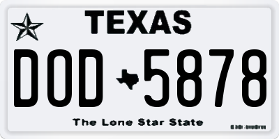TX license plate DOD5878