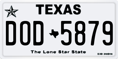 TX license plate DOD5879