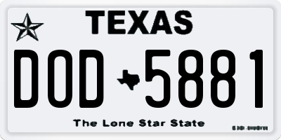 TX license plate DOD5881