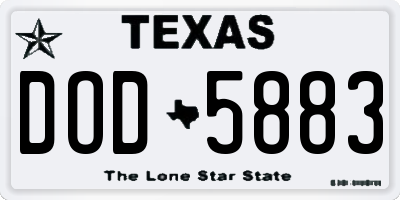 TX license plate DOD5883
