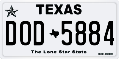TX license plate DOD5884