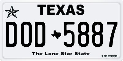 TX license plate DOD5887