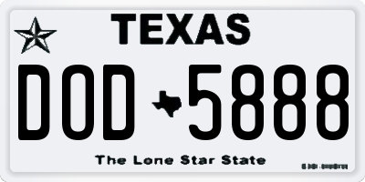 TX license plate DOD5888
