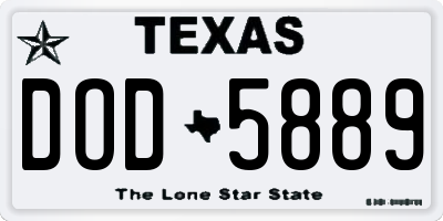 TX license plate DOD5889