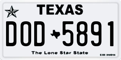 TX license plate DOD5891