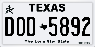 TX license plate DOD5892