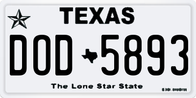 TX license plate DOD5893