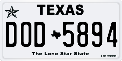 TX license plate DOD5894