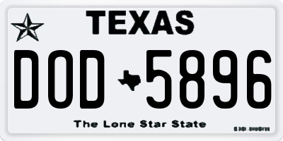 TX license plate DOD5896