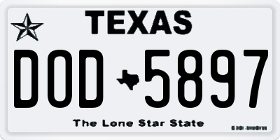 TX license plate DOD5897