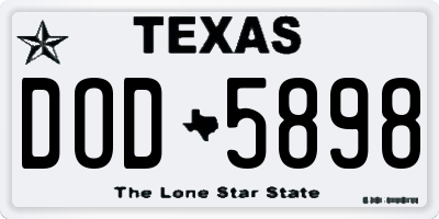 TX license plate DOD5898