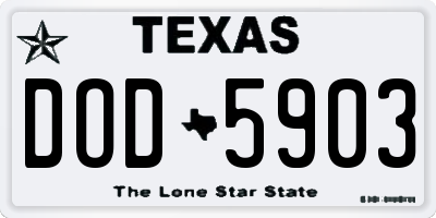 TX license plate DOD5903