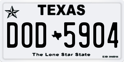 TX license plate DOD5904