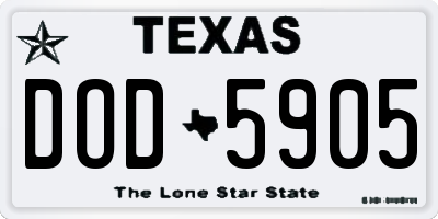 TX license plate DOD5905