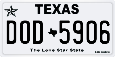 TX license plate DOD5906
