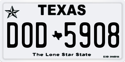 TX license plate DOD5908
