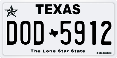 TX license plate DOD5912