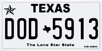 TX license plate DOD5913