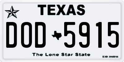 TX license plate DOD5915