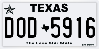TX license plate DOD5916