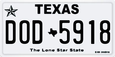 TX license plate DOD5918