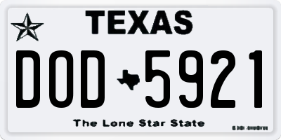 TX license plate DOD5921