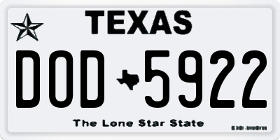 TX license plate DOD5922