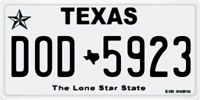 TX license plate DOD5923