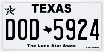 TX license plate DOD5924