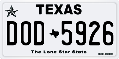 TX license plate DOD5926