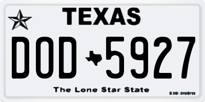 TX license plate DOD5927