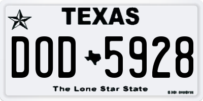 TX license plate DOD5928