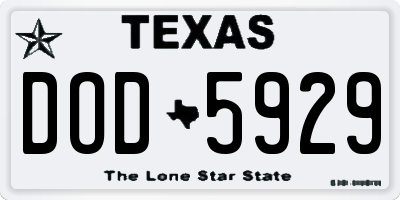 TX license plate DOD5929