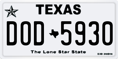 TX license plate DOD5930