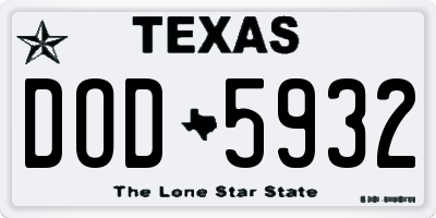 TX license plate DOD5932