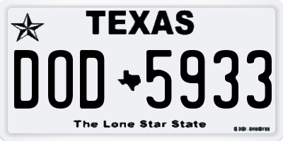 TX license plate DOD5933