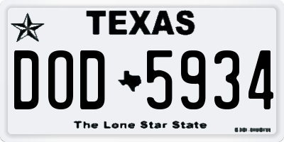 TX license plate DOD5934