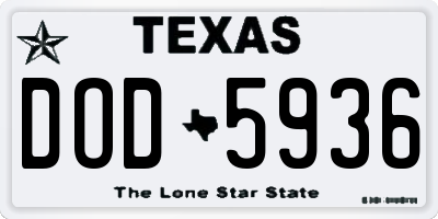 TX license plate DOD5936