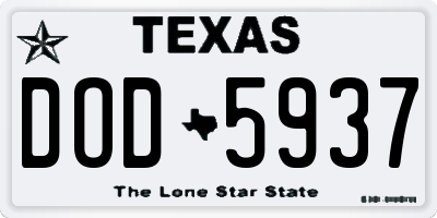 TX license plate DOD5937