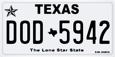 TX license plate DOD5942