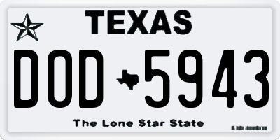 TX license plate DOD5943