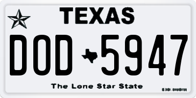 TX license plate DOD5947