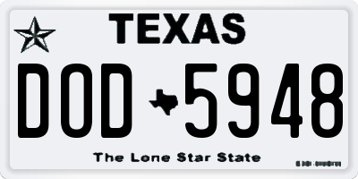 TX license plate DOD5948