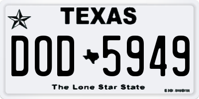 TX license plate DOD5949