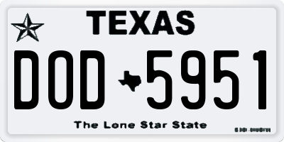 TX license plate DOD5951